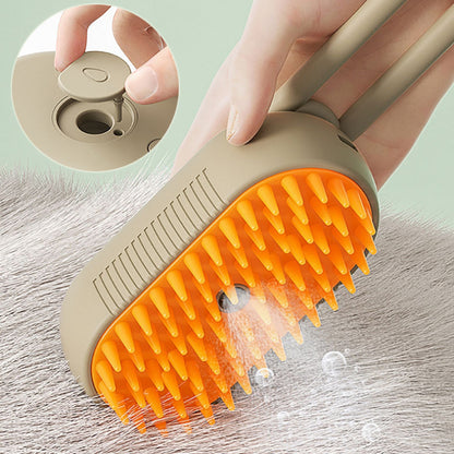 Electric Steam Spray Pet Grooming Brush – 3-in-1 Cat & Dog Massage Deshedding Comb