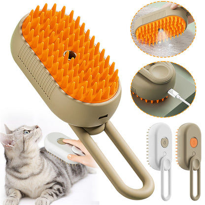 Electric Steam Spray Pet Grooming Brush – 3-in-1 Cat & Dog Massage Deshedding Comb