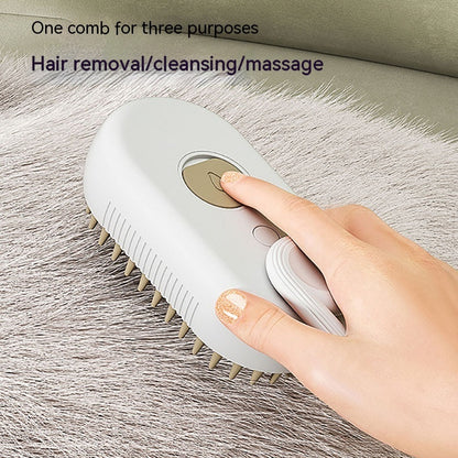 Electric Steam Spray Pet Grooming Brush – 3-in-1 Cat & Dog Massage Deshedding Comb