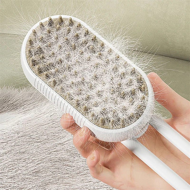 Electric Steam Spray Pet Grooming Brush – 3-in-1 Cat & Dog Massage Deshedding Comb